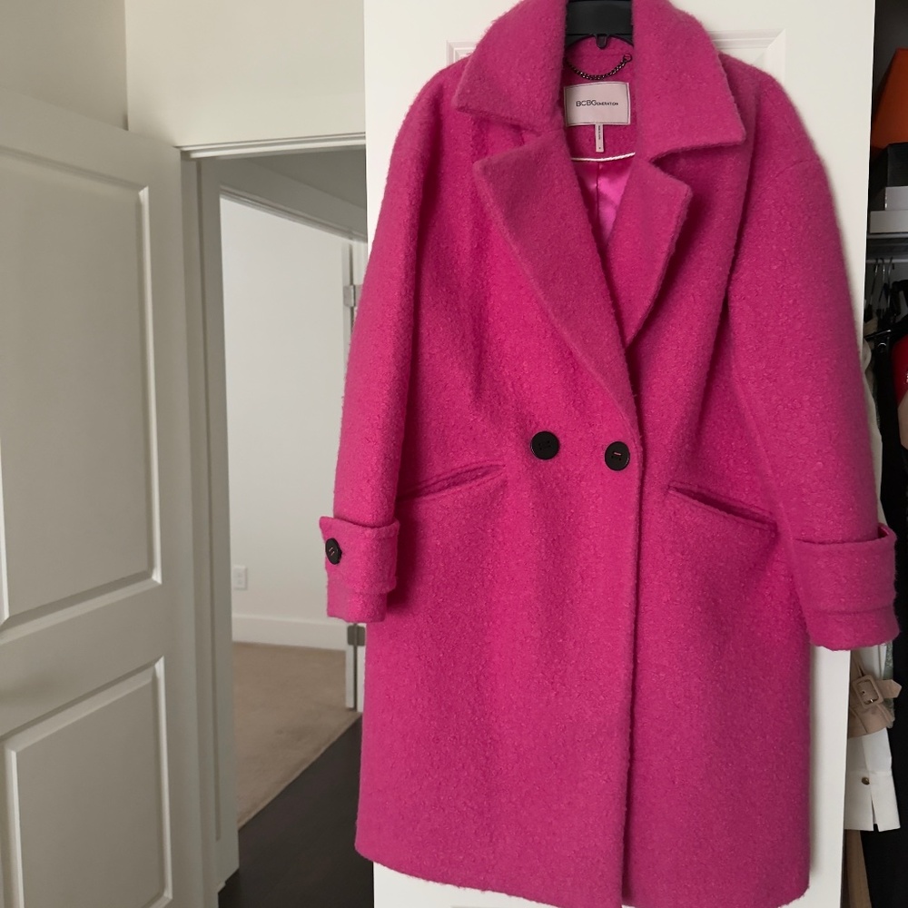 Hot pink mohair coat BCBG